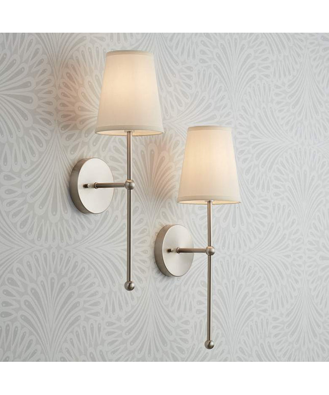Possini Euro Elena 21" High Brushed Nickel Wall Sconce Set of 2