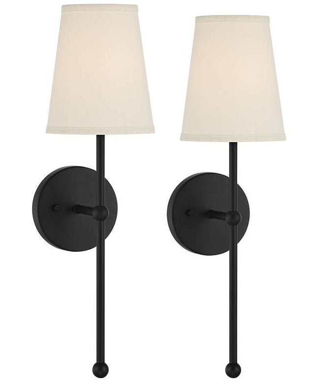 Possini Euro Elena 21" High Matte Black Wall Sconce Set of 2