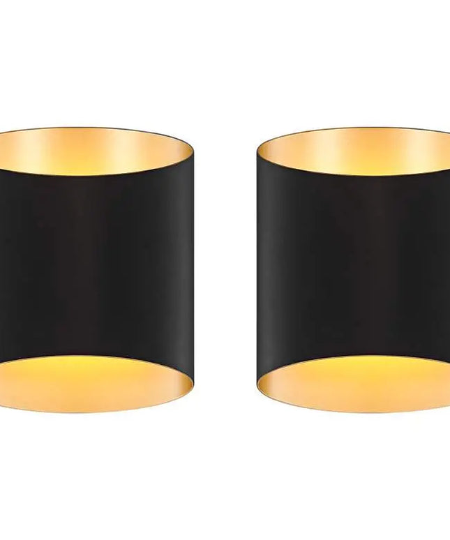 Possini Euro Everard 10" High Black and Gold LED Wall Sconce Set of 2 Possini Euro Design