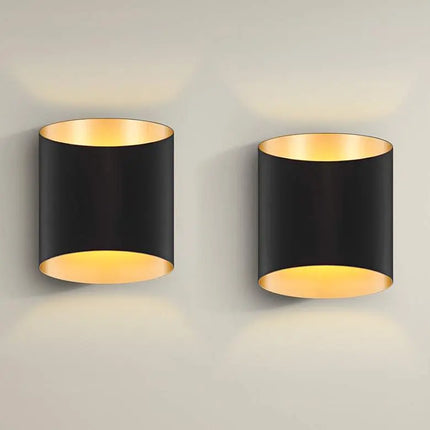 Possini Euro Everard 10" High Black and Gold LED Wall Sconce Set of 2 Possini Euro Design