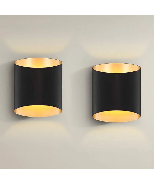 Possini Euro Everard 10" High Black and Gold LED Wall Sconce Set of 2 Possini Euro Design