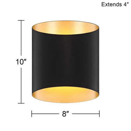 Possini Euro Everard 10" High Black and Gold LED Wall Sconce Set of 2 Possini Euro Design