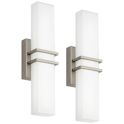 Possini Euro Exeter 17" High Nickel LED Bathroom Light Set of 2
