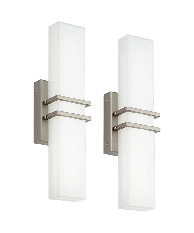 Possini Euro Exeter 17" High Nickel LED Bathroom Light Set of 2