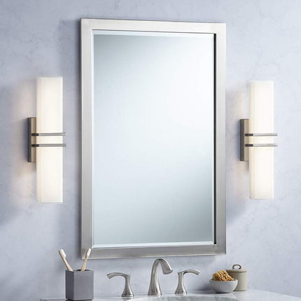 Possini Euro Exeter 17" High Nickel LED Bathroom Light Set of 2