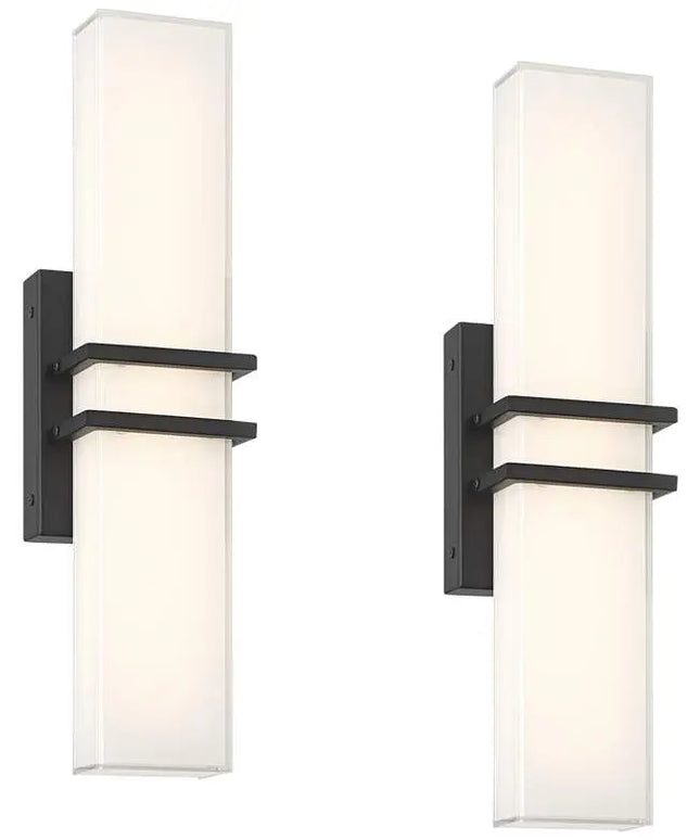 Possini Euro Exeter 17" Wide Black LED Bathroom Vanity Light Set of 2 Possini Euro Design