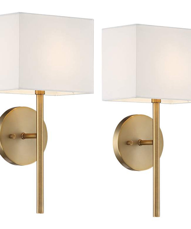 Possini Euro Favreau 16 1/4" High Warm Brass Wall Sconce Set of 2