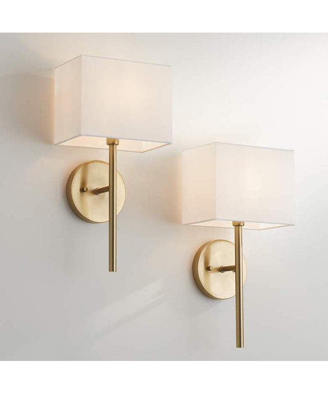 Possini Euro Favreau 16 1/4" High Warm Brass Wall Sconce Set of 2