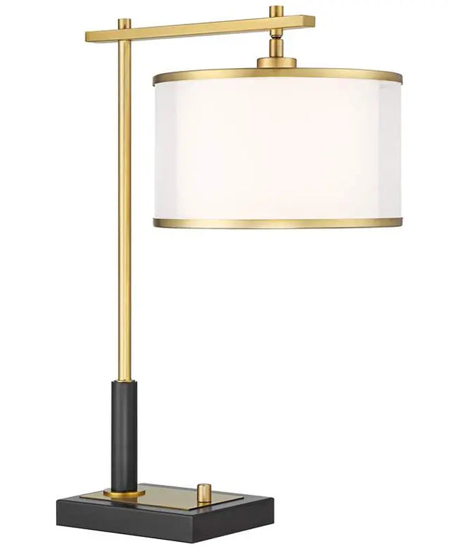 Possini Euro Hayven Black and Warm Gold Desk Lamp with Dual USB Ports Possini Euro Design