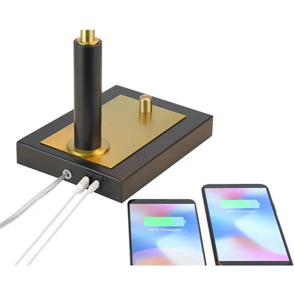 Possini Euro Hayven Black and Warm Gold Desk Lamp with Dual USB Ports Possini Euro Design