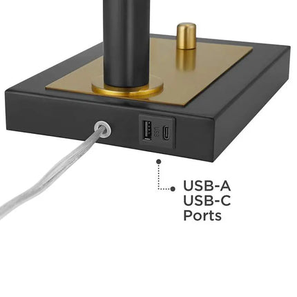 Possini Euro Hayven Black and Warm Gold Desk Lamp with Dual USB Ports Possini Euro Design