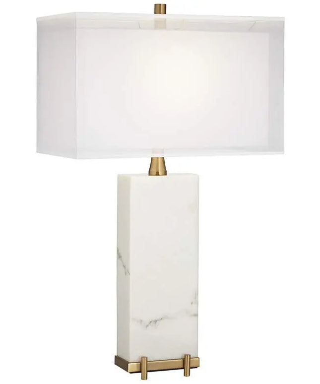 Possini Euro Jules 30 1/2" Faux Marble Double Shade Modern Table Lamp Possini Euro Design