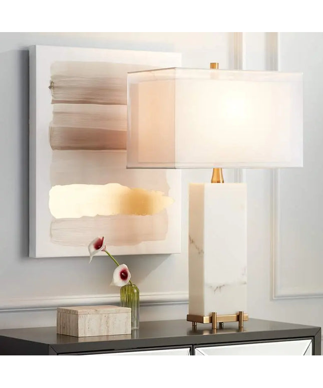 Possini Euro Jules 30 1/2" Faux Marble Double Shade Modern Table Lamp Possini Euro Design