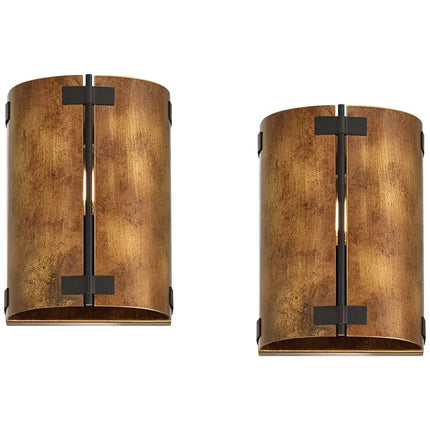 Possini Euro Julian 8 1/4"H Rustic Bronze Metal Wall Sconce Set of 2 Possini Euro Design