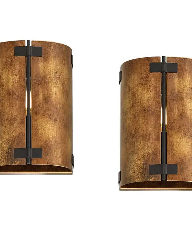 Possini Euro Julian 8 1/4"H Rustic Bronze Metal Wall Sconce Set of 2 Possini Euro Design