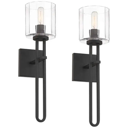 Possini Euro Katrina 17 1/2" High Black Wall Sconce Set of 2