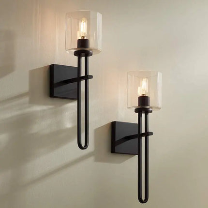 Possini Euro Katrina 17 1/2" High Black Wall Sconce Set of 2