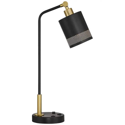 Possini Euro Keller 24" High Black and Brass Outlet and USB Desk Lamp Possini Euro Design