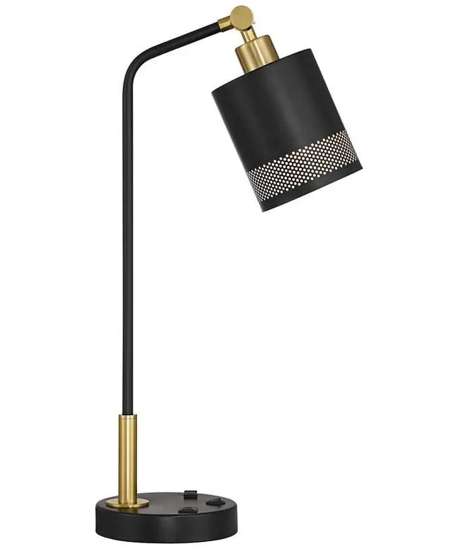 Possini Euro Keller 24" High Black and Brass Outlet and USB Desk Lamp Possini Euro Design