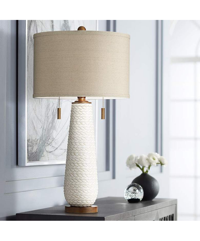 Possini Euro Kingston 32 3/4" High Pull Chain White Ceramic Table Lamp Possini Euro Design