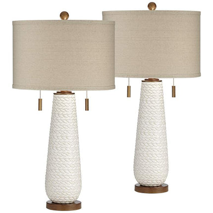 Possini Euro Kingston 32 3/4" White Ceramic Table Lamps Set of 2