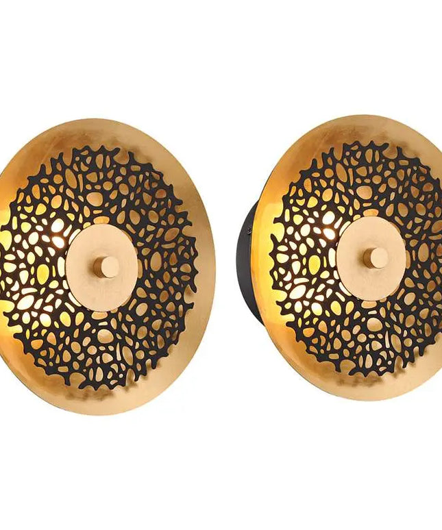 Possini Euro Kora 8 1/2" High Black and Gold Leaf LED Wall Sconce Set Possini Euro Design