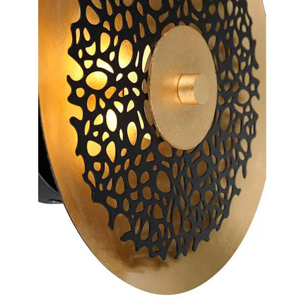 Possini Euro Kora 8 1/2" High Black and Gold Leaf LED Wall Sconce Set Possini Euro Design