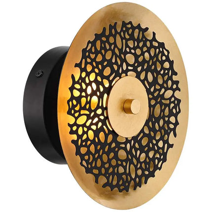 Possini Euro Kora 8 1/2" High Black and Gold Leaf LED Wall Sconce Set Possini Euro Design