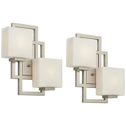 Possini Euro Lighting on the Square 15.5" Nickel Wall Sconces Set of 2 Possini Euro Design