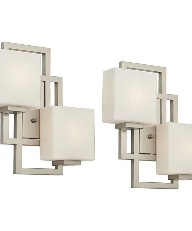 Possini Euro Lighting on the Square 15.5" Nickel Wall Sconces Set of 2 Possini Euro Design