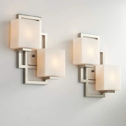 Possini Euro Lighting on the Square 15.5" Nickel Wall Sconces Set of 2 Possini Euro Design