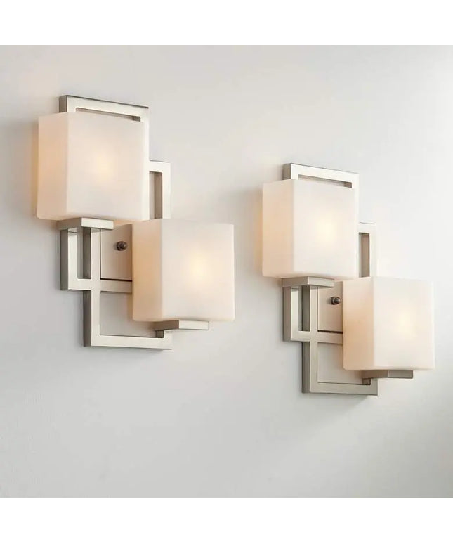 Possini Euro Lighting on the Square 15.5" Nickel Wall Sconces Set of 2 Possini Euro Design