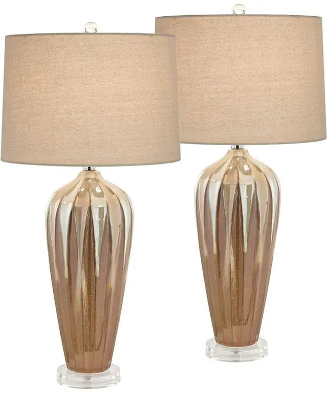 Possini Euro Loren Ivory Handcrafted Modern Ceramic Table Lamps Set of 2 Possini Euro Design