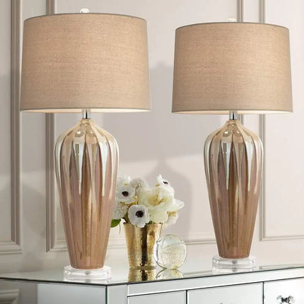 Possini Euro Loren Ivory Handcrafted Modern Ceramic Table Lamps Set of 2 Possini Euro Design