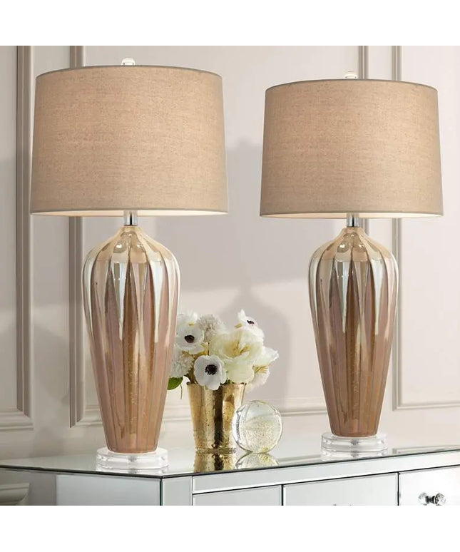 Possini Euro Loren Ivory Handcrafted Modern Ceramic Table Lamps Set of 2 Possini Euro Design