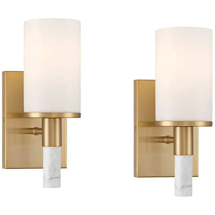 Possini Euro Lucius 11"H Soft Gold & Marble Wall Sconce Set of 2