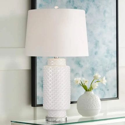 Possini Euro Luisa 28" High Modern Dimpled White Ceramic Table Lamp Possini Euro Design