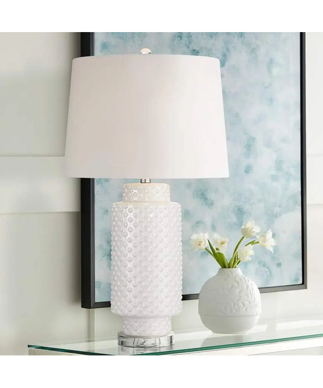 Possini Euro Luisa 28" High Modern Dimpled White Ceramic Table Lamp Possini Euro Design