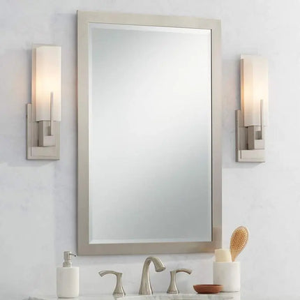 Possini Euro Midtown 15" High Satin Nickel Wall Sconce Set of 2 Possini Euro Design