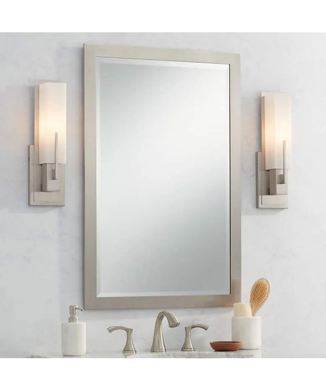 Possini Euro Midtown 15" High Satin Nickel Wall Sconce Set of 2 Possini Euro Design