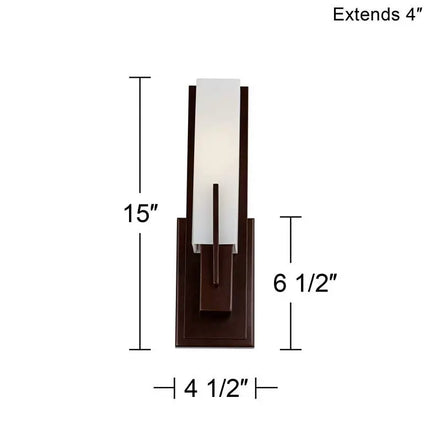 Possini Euro Midtown 15" High White Glass Bronze Wall Sconce Set of 2 Possini Euro Design