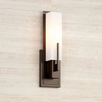 Possini Euro Midtown 15" High White Glass Bronze Wall Sconce Set of 2 Possini Euro Design
