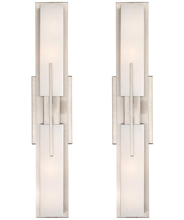 Possini Euro Midtown 23 1/2" High Satin Nickel Bath Light Set of 2