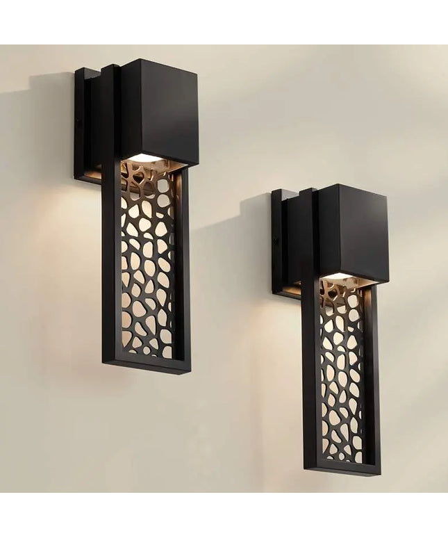 Possini Euro Miele 16" High Matte Black Wall Sconce Set of 2 Possini Euro Design