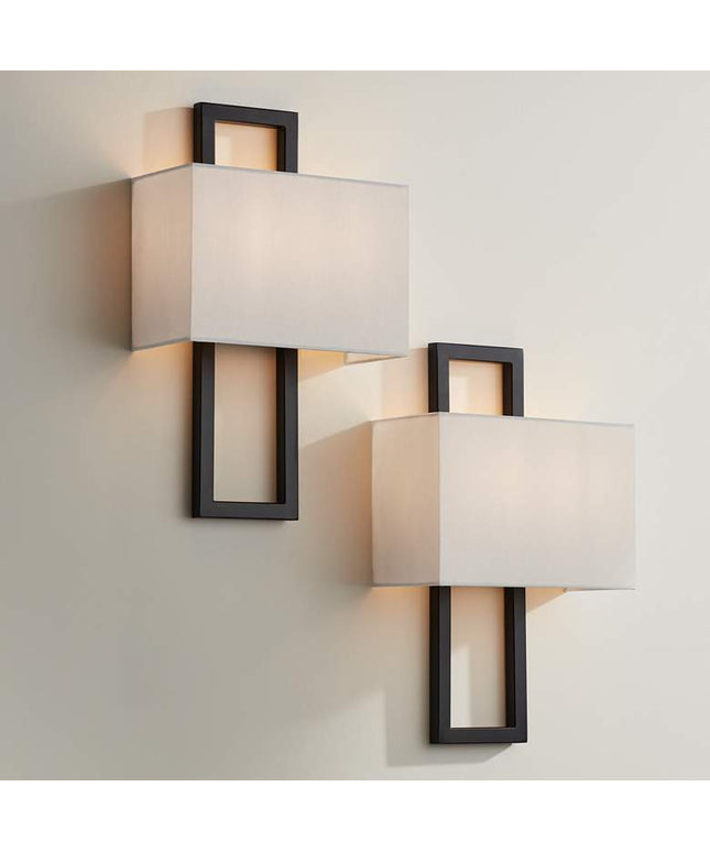 Possini Euro Modena 15 1/2" High Black Wall Sconce Set of 2