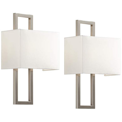 Possini Euro Modena 15 1/2" High Brushed Nickel Wall Sconce Set of 2