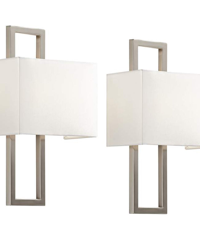Possini Euro Modena 15 1/2" High Brushed Nickel Wall Sconce Set of 2