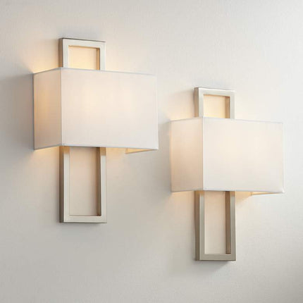 Possini Euro Modena 15 1/2" High Brushed Nickel Wall Sconce Set of 2