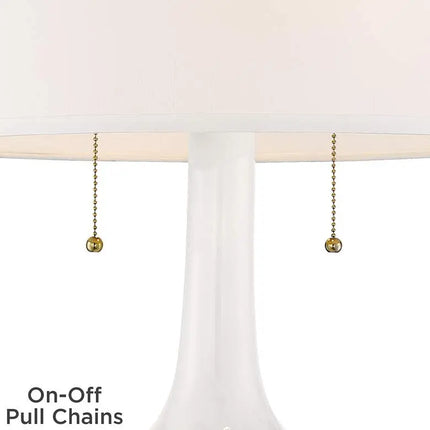 Possini Euro Natalia 27" White Modern Luxe Ceramic Floral Table Lamp Possini Euro Design