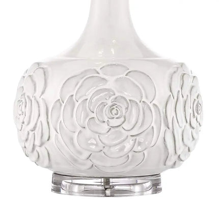 Possini Euro Natalia 27" White Modern Luxe Ceramic Floral Table Lamp Possini Euro Design